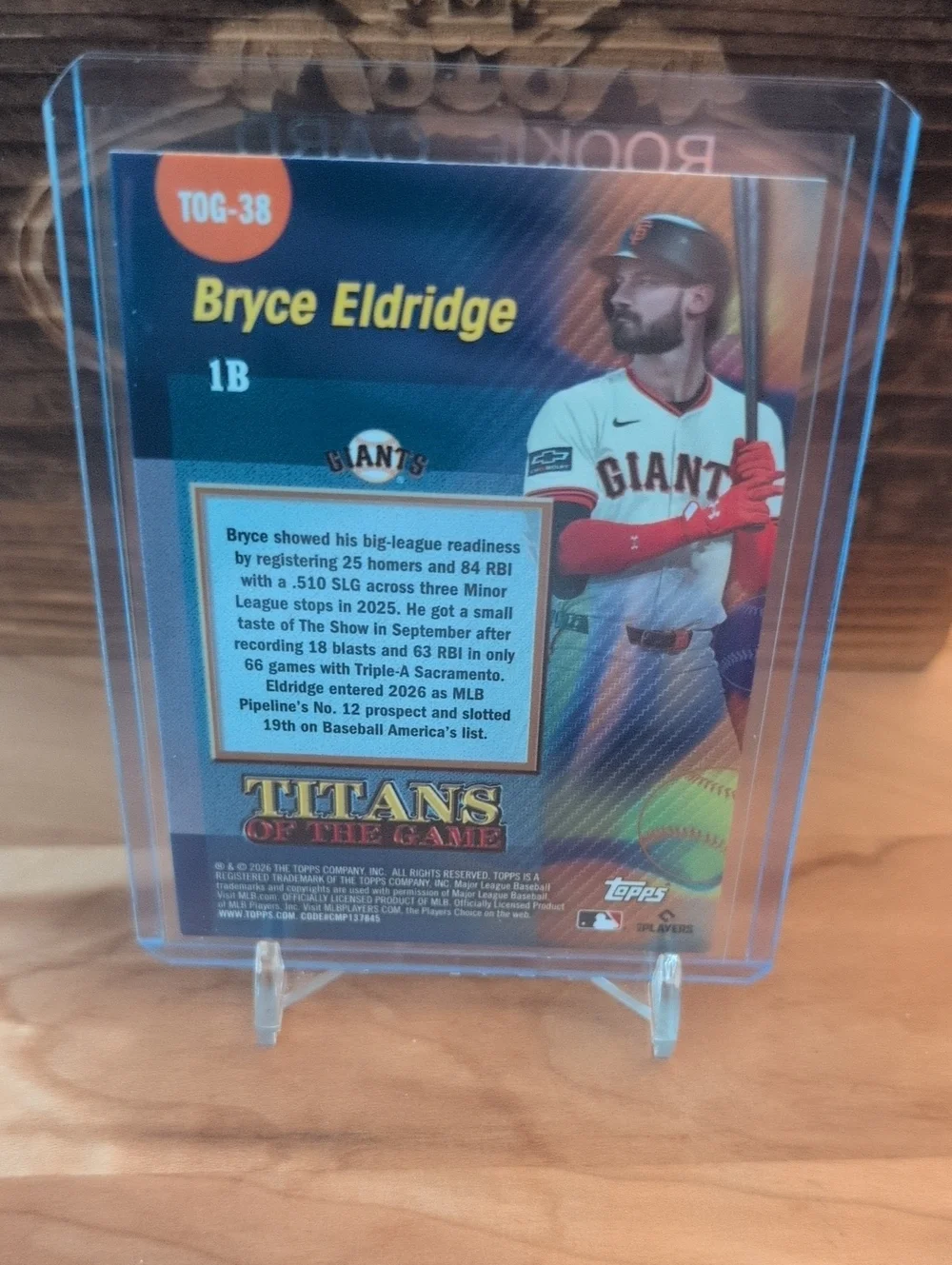 2026 Topps Series 2 Bryce Eldridge Titans Of The Game Rookie Card Giants - Picture 3 of 3